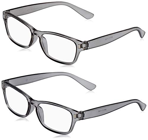 The Reading Glasses Company Grigio Lettori Valore 2 Pacco Uomo Donna Rr77-7 +1,00 - 58 Gr