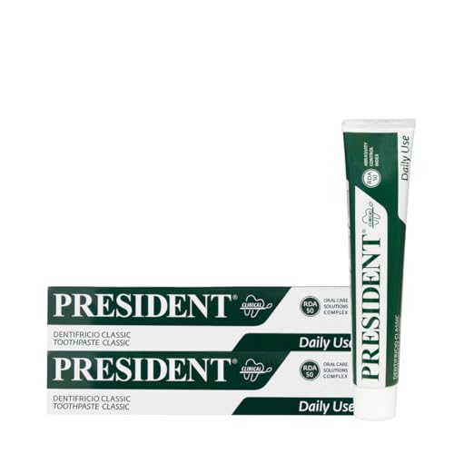 President Kit 2 Dentifricio Classic Per Uso Quotidiano. Azione Anti Placca, Anti Carie, Rifrescante, Antialitosi. Con Estratti Vegetali Di Melissa, Sa