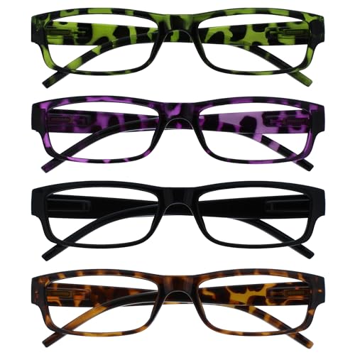 Opulize Occhiali Da Lettura Verde Porpora Nero Marrone Lettori Valore 4 Pacco Donna Uomo Uvr4Pk009Mix +3,00