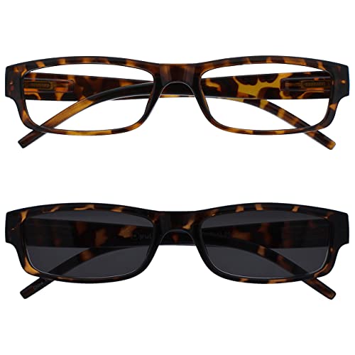 The Reading Glasses Company Marrone Leggero Lettori Con Uv400 Lettore Sole Valore Pacco Doppio Uomo Donna Rs32-2 +2,50 - 70 Gr