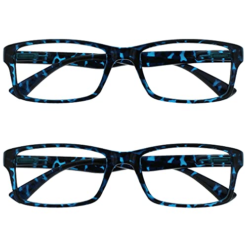 Opulize Blu Tartaruga Lettori Valore 2 Pacco Stile Designer Uomo Donna Rr92-3 +1,50-58 Gr