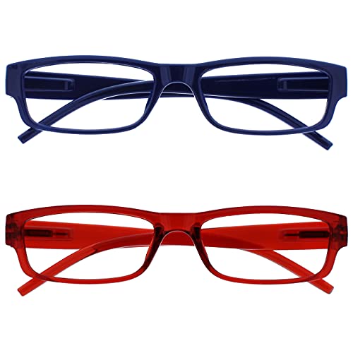 Opulize Occhiali Da Lettura Blu Scuro Rosso Leggero Lettori Valore 2 Pacco Uomo Donna Rr32-3Z +2,00