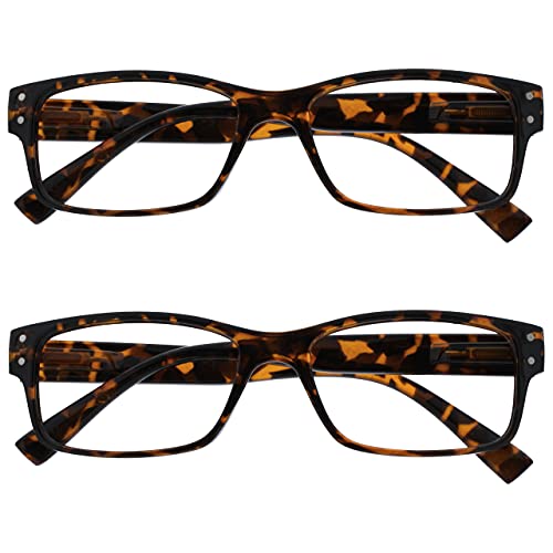 Opulize 2 Pacco Uomo Marrone Tartaruga Grande Stile Designer Lettori Cerniere Molla Rr11-2 +1,50-58 Gr