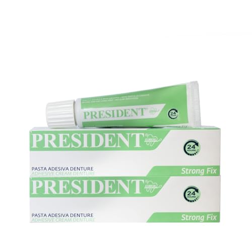 President Kit 2 Pezzi Di Pasta Adesiva Denture. Fissaggio Forte Della Dentiera, Presa Rapida, Adesione Duratura. Evita Le Infiltrazioni Di Cibo, Infia