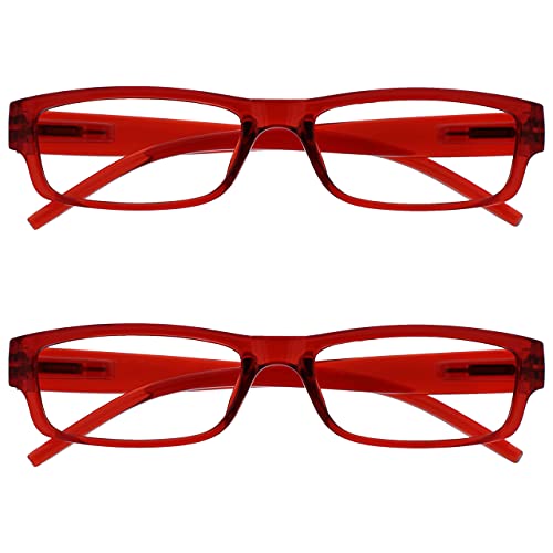 Opulize Occhiali Da Lettura Rosso Leggero Comodo Lettori Valore 2 Pacco Uomo Donna Rr32-Z +2,50