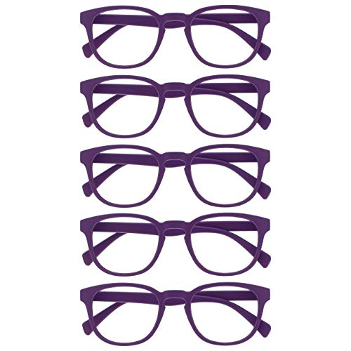 Opulize Pop 5 Pacco Retrò Giro Viola Opaco Liscio Uomo Donna Occhiali Da Lettura Cerniere Molla Rrrrr2-5 +2,50