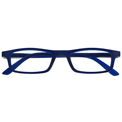 Opulize Occhiali Da Lettura Opaco Blu Navy Leggero Lettori Stile Designer Uomo Donna Cerniere Molla R17-3 +1,50