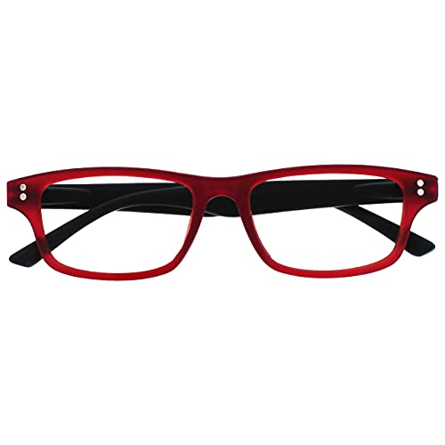 The Reading Glasses Company Rosso Con Lati Neri Opaco Gommato Lettori Uomo Donna R33-Z +3,50 - 50 Gr