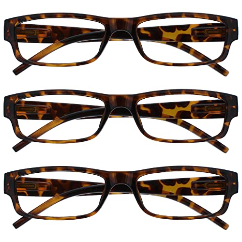 The Reading Glasses Company Marrone Tartaruga Leggero Comodo Lettori Valore 3 Pacco Stile Designer Uomo Donna Uvr3Pk032Br +3,00 - 88 Gr