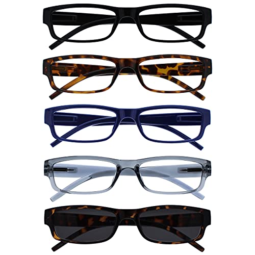 Opulize The Reading Glasses Company L'Azienda Occhiali Da Lettura Nero Marrone Blu Grigio Lettori Con Lettore Sole Valore 5 Pacco Uomo Donna Rrrrs32-1