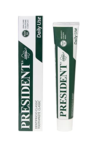 President Dentifricio Classic Per Uso Quotidiano. Azione Anti Placca, Anti Carie, Rifrescante E Antialitosi. Con Estratti Vegetali Di Melissa, Salvia