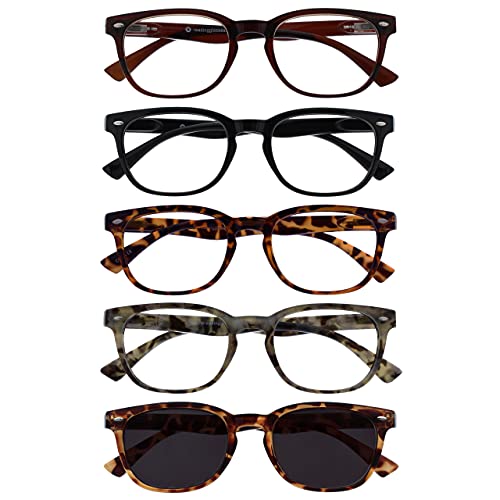 The Reading Glasses Company Marrone Nero Grigio Lettori Con Lettore Sole 5 Pacco Uomo Donna Cerniere Molla Rrrrs14-212T72T +1,50 - 106 Gr