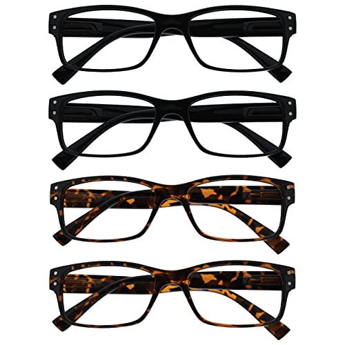 Opulize 4 Pacco Uomo Nero Marrone Tartaruga Grande Stile Designer Lettori Cerniere Molla Rrrr11-1122 +1,50-88 Gr