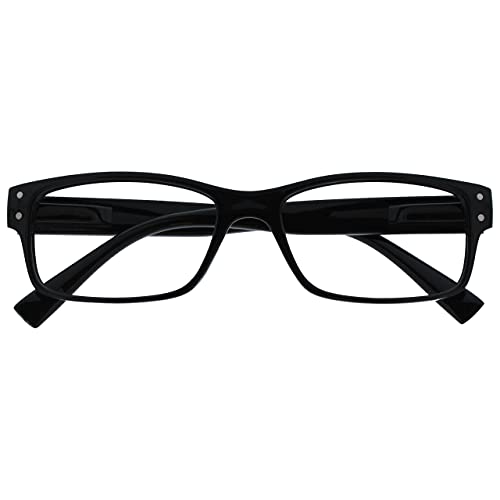 The Reading Glasses Company Uomo Nero Grande Stile Designer Lettori Cerniere Molla R11-1 +2,00 - 50 Gr