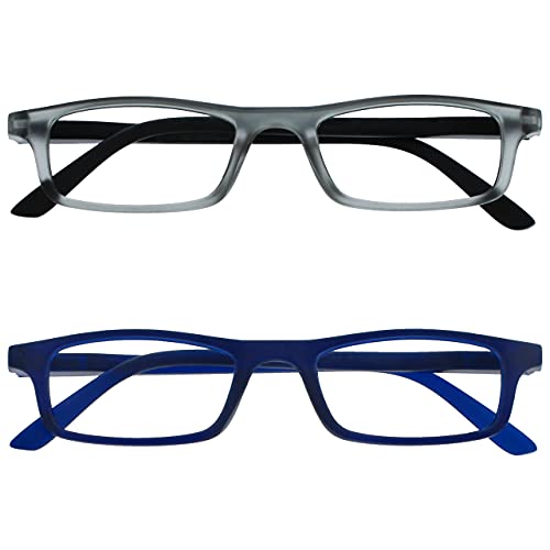 The Reading Glasses Company Opaco Grigio Nero Blu Navy Leggero Lettori Valore 2 Pacco Uomo Donna Rr17-73 +1,00 - 58 Gr