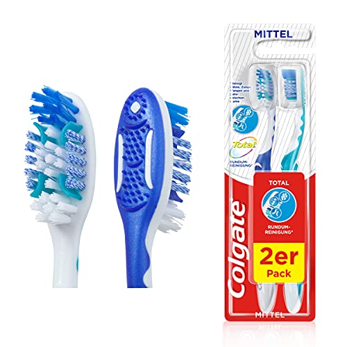 Colgate Total - Spazzolino Da Denti, 1 + 1 Medio, 2 Pezzi