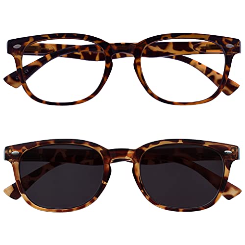 Opulize Occhiali Da Lettura Marrone Tartaruga Lettori Coordinata Con Lettore Sole Pacco Doppio Uomo Donna Rs14-2T +1,50