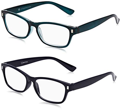 The Reading Glasses Company Blu Scuro Acquamarina Lettori Valore 2 Pacco Uomo Donna Rr77-3Q +3,50 - 58 Gr