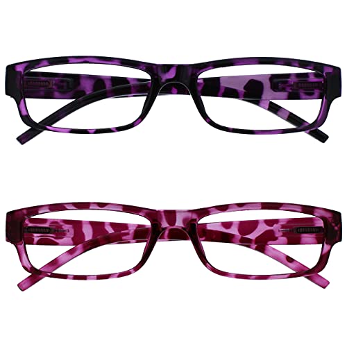 Opulize Occhiali Da Lettura Porpora E Rosa Tartaruga Leggero Lettori Valore 2 Pacco Uomo Donna Rr32-54 +3,00