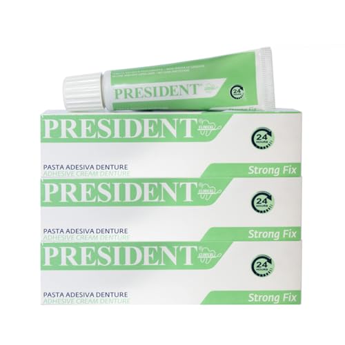 President Kit 3 Pezzi Di Pasta Adesiva Denture. Fissaggio Forte Della Dentiera, Presa Rapida, Adesione Duratura. Evita Le Infiltrazioni Di Cibo, Infia