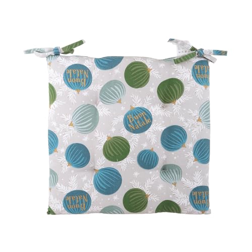 Kasanova Cuscino Sedia Natalizio 40X40 Cm Palline Ottanio Blu