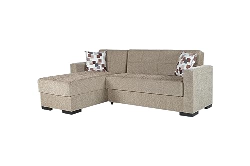 Arredo Stock Divano Letto Angolare Con Penisola Reversibile, 227X77X175 Cm (Beige)