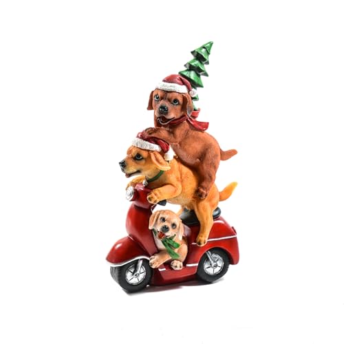 Kasanova Cani Su Motoretta Decorazione Natale Resina 31X18X10 Cm Multicolore