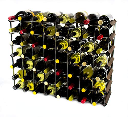 Cranville Wine Racks Legno Classic 56 Bottiglia In Rovere Tinto Scuro E Metallo Nero Cremagliera Del Vino Pronto Assemblato