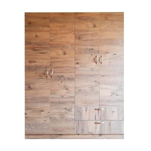 Toscohome Armadio 120X170H Cm Con 4 Ante E 2 Cassetti Colore Rovere - Grd4422023