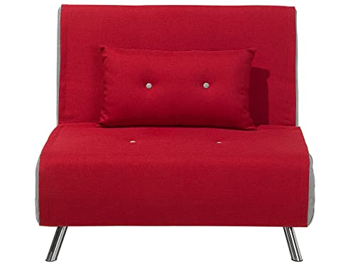 Beliani Divano Letto Singolo In Tessuto Rosso
