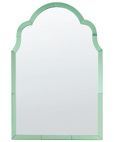 Beliani Specchio Decorativo Da Parete Con Cornice Curva In Stile Art Déco 60 X 89 Cm Verde