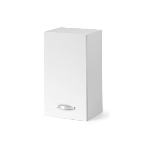 Linea Azzurra Pensile Cucina Sospeso 40 Con 1 Anta E 2 Ripiani Mobile In Legno Made In Italy H72Xl40Xp32 Cm Cm Facile Da Montare (Bianco Frassinato)