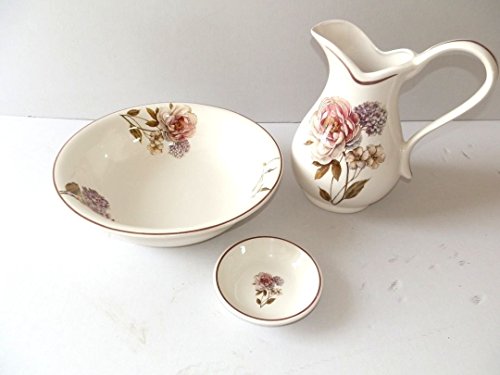 Set Toilette In Ceramica Per Lavabo Bagno Antico Fiori Made In Italy