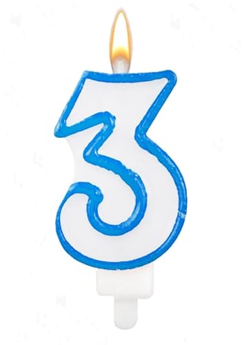 Wooparty Candelina N.3 Azzurro 8.5Cm