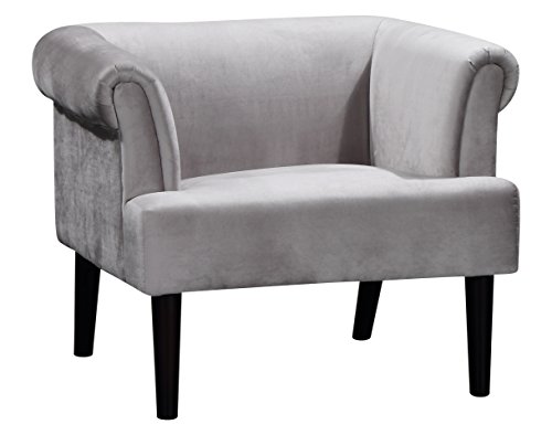 Atlantic Home Collection Charlie Sessel, Armlehnenstuhl Mit Massivholzfüßen, Samt, Grau, 74 X 86X 70, (2) Grau, 74 X 86 X 70 Cm