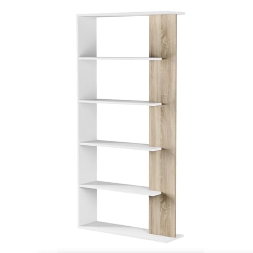 Trentiner Online Food Store Libreria Con 5 Ripiani H: 180 Cm L: 90 Cm Moderna E Raffinata Color Bianco E Rovere | Kenya