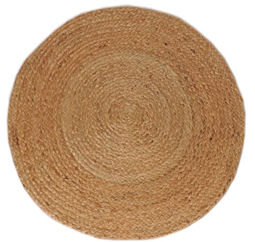 Atout Ciel Tappeto Rotondo In Iuta Naturale, D80 Cm, Beige
