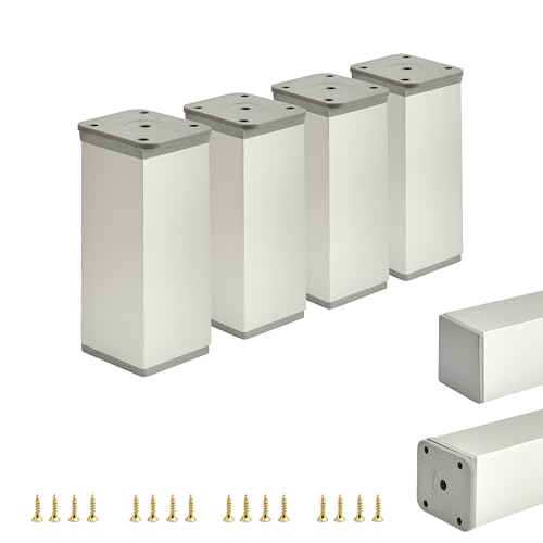 Alusfera Piedini Per Mobili In Metallo - Piedini Regolabili In Altezza - Gambe Per Mobili - Base In Alluminio - Piedi Per Mobili 4 Pezzi - Piede Regol