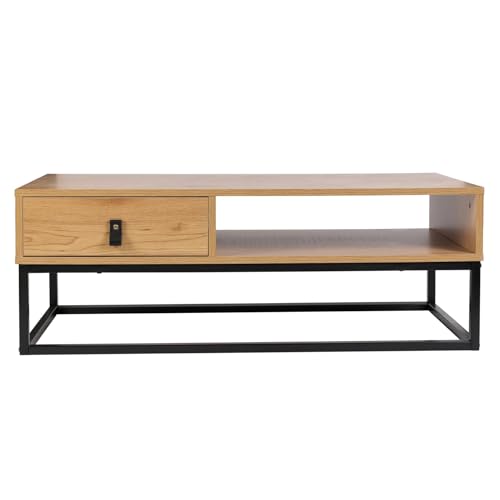 Home Deco Factory, Wood And Metal Abbott Furniture Office Coffee Table Side Table Natural Black 100.00 X 50.00 X 36.00