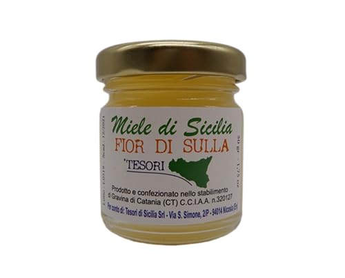 Miele Siciliano Fior Di Sulla Tesori Di Sicilia, Non Pastorizzato, Prodotto Tipico Siciliano In Vasetto Da 0.50G