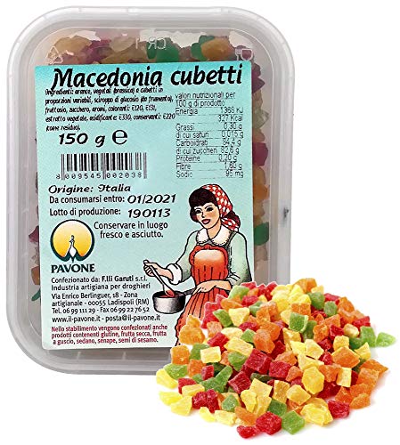 Pavone Gr 150 Frutta Candita A Cubetti Per Decorazione Di Dolci Macedonia Per Panettoni E Colombe