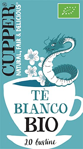 Cupper Tè Bianco Biologico E Fairtrade, Gusto Classico E Delicato, Filtri 100% Biodegradabili, Confezione Da 20 Bustine
