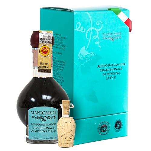 Manicardi Aceto Balsamico Tradizionale Di Modena Dop Affinato - Aceto Balsamico Invecchiato 12 Anni - Perfetto Per Snack, Pasta, Verdure, Condimenti P