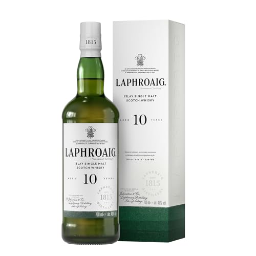 Laphroaig, Islay Single Malt Scotch Whisky 10 Years, 100% Orzo Maltato - 1 Bottiglia Da 700Ml