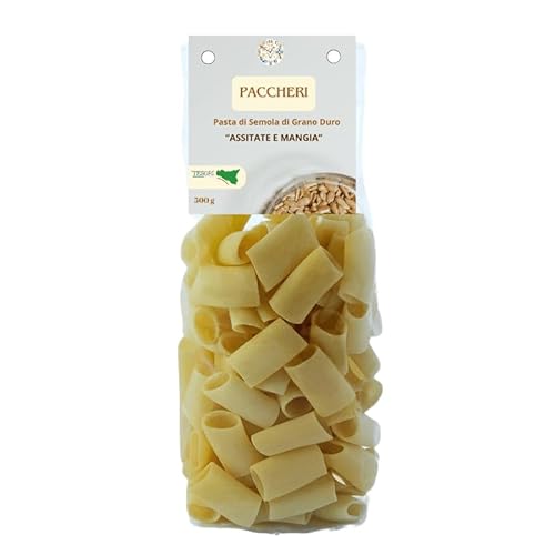 Pasta Paccheri 500G Di Semola Di Grano Duro, Pasta Secca Artigianale Di Grani Antichi Siciliani Tesori Di Sicilia Confezione 2 Pacchi