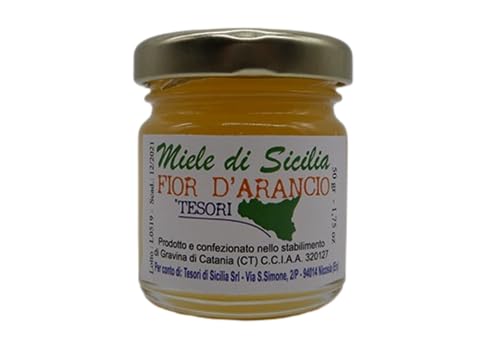 Miele Siciliano Fior D'Arancio Tesori Di Sicilia, Non Pastorizzato, Prodotto Tipico Siciliano In Vasetto Da 0.50G