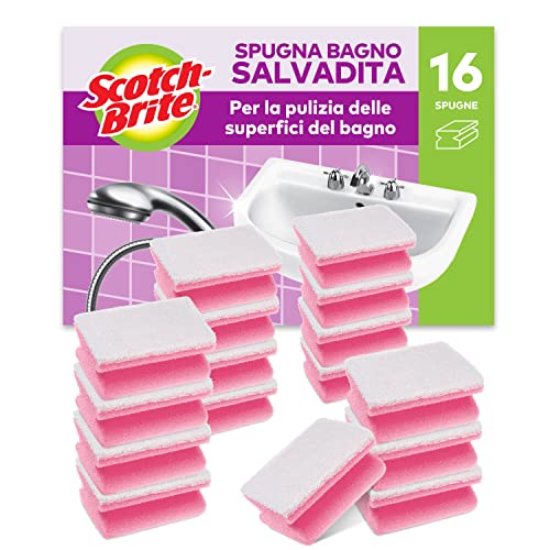 Scotch-Brite Spugna Abrasiva Per Bagno Salvadita, 16 Pezzi Per Confezione - Spugna Abrasiva Antigraffio Per La Pulizia Delle Superfici Del Bagno, Come