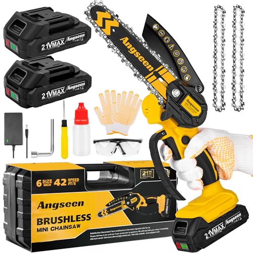 Brushless Mini Motosega A Batteria, Motosega Elettrica A Batteria,6 Pollici Motosega Elettrica, 2 Batteria Ricaricabile, Con Blocco Di Sicurezza, Per 