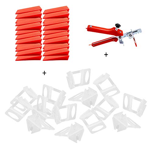 Globaldream Sistema Di Livellamento Piastrelle Piastrelle Fai-Da-Te Distanziatori 1 Mm - 100 Pezzi Clip Distanziatore Di Livellamento Più 100 Pezzi Ze