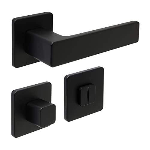 Felgner Maniglia Bormio Per Per Bagno E Wc | Maniglia Per Porta Moderna E Di Alta Qualità | Ferramenta Per Porta Con Rosetta | Per Porte Interne E Del